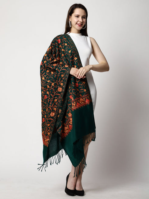 Women's Aari Embroidery Wool Stole